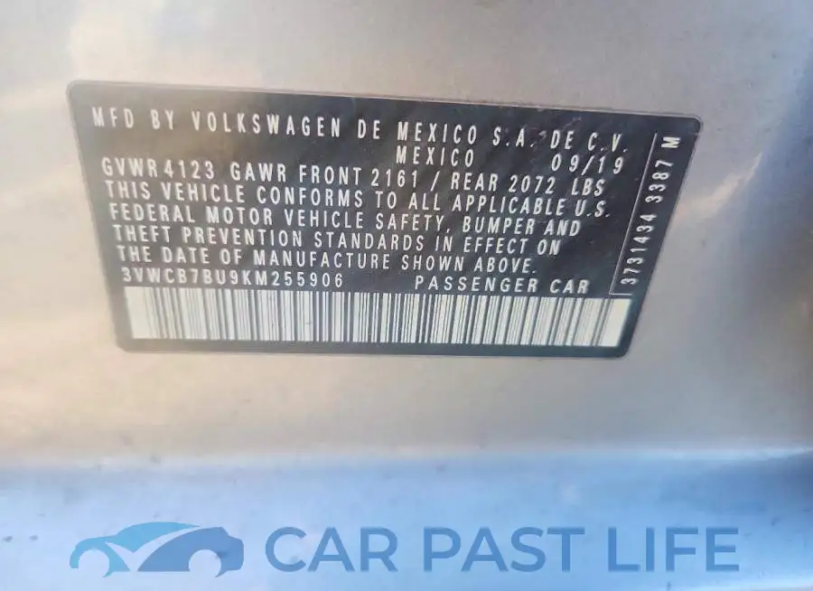 3VWCB7BU9KM255906# 12