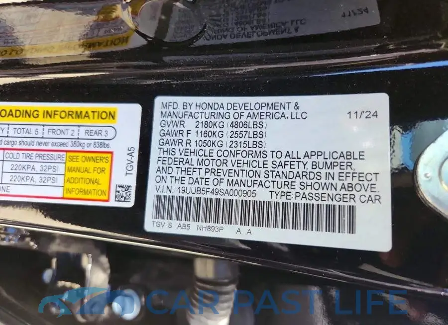 19UUB5F49SA000905# 12