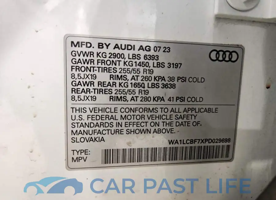 WA1LCBF7XPD029698# 14