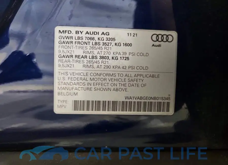 WA1VABGE0NB015345# 13