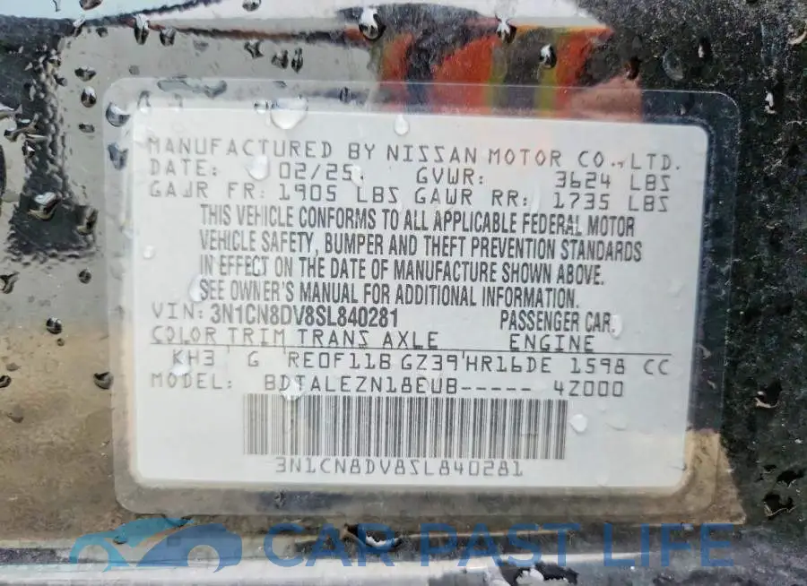 3N1CN8DV8SL840281# 12