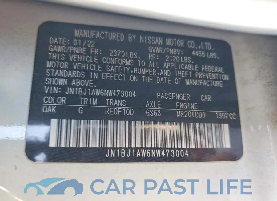 JN1BJ1AW6NW473004# 12