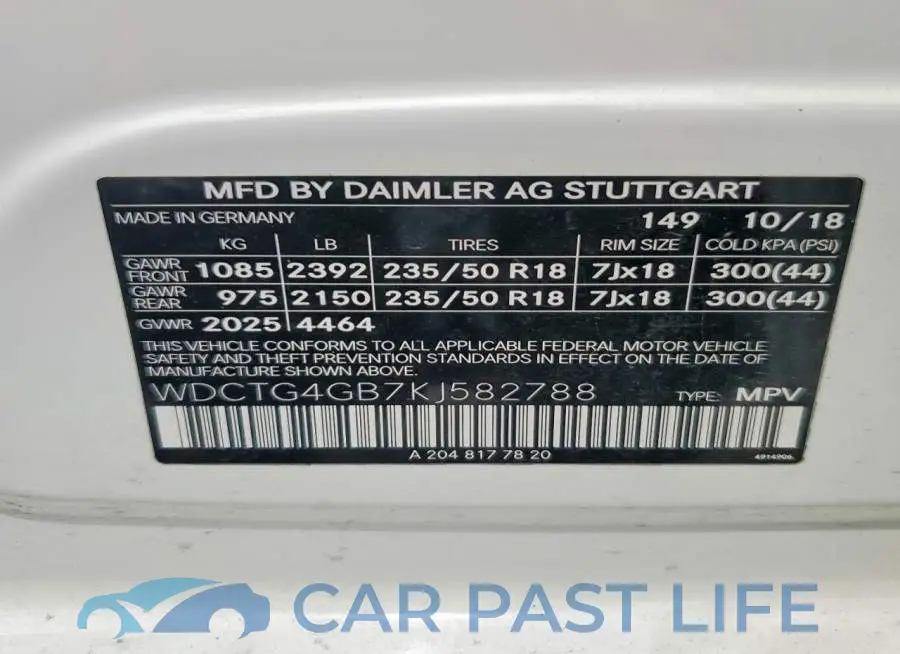 WDCTG4GB7KJ582788# 13