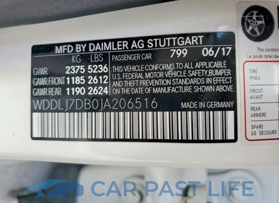 WDDLJ7DB0JA206516# 12