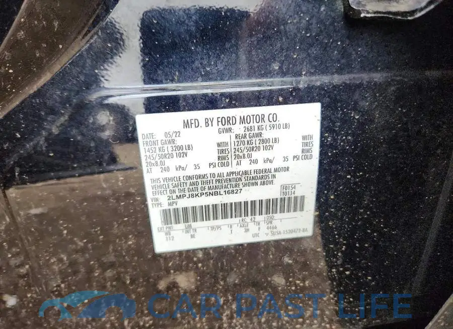 2LMPJ8KP5NBL16827# 12