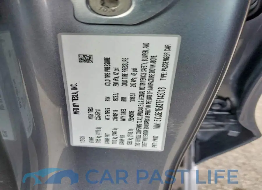 5YJ3E1EA3TF143018# 12