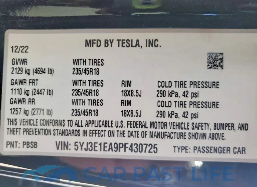5YJ3E1EA9PF430725# 13