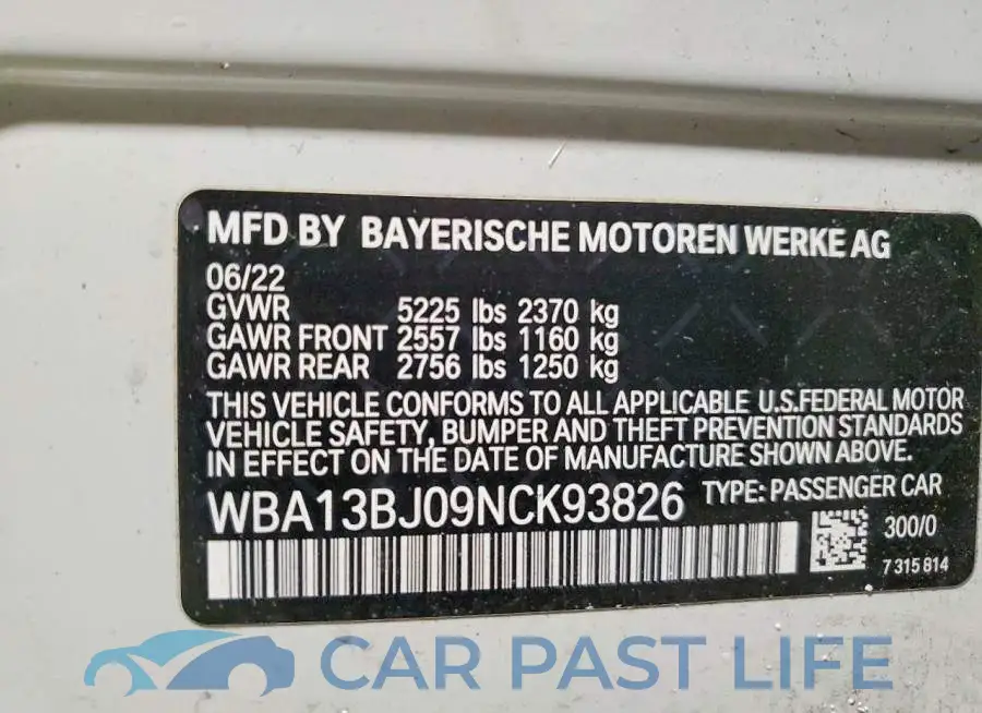 WBA13BJ09NCK93826# 12