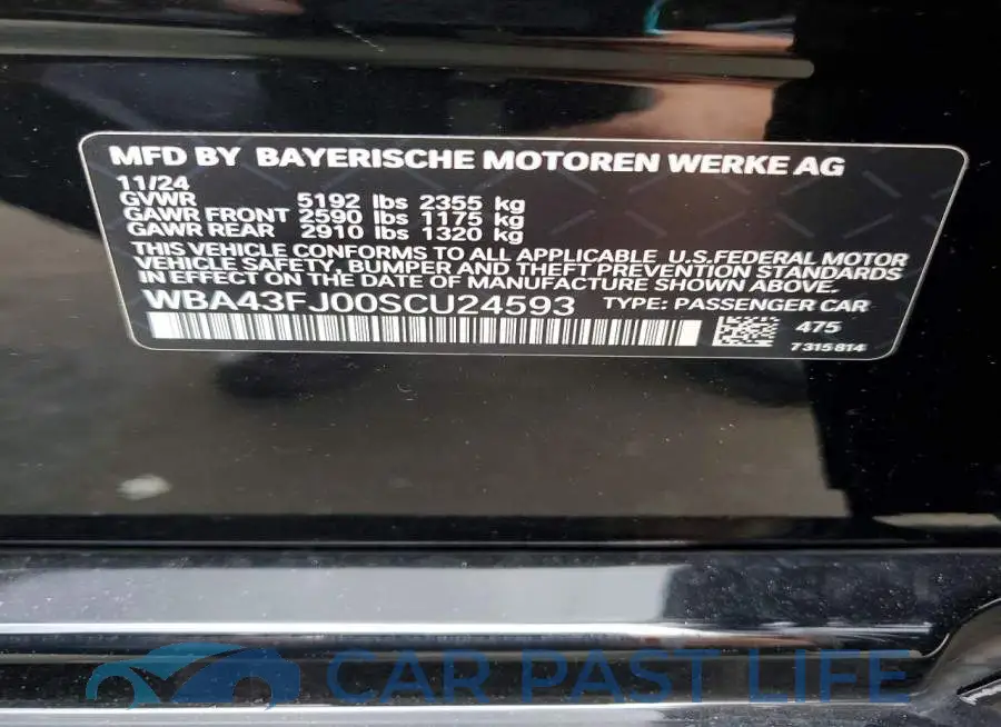 WBA43FJ00SCU24593# 12