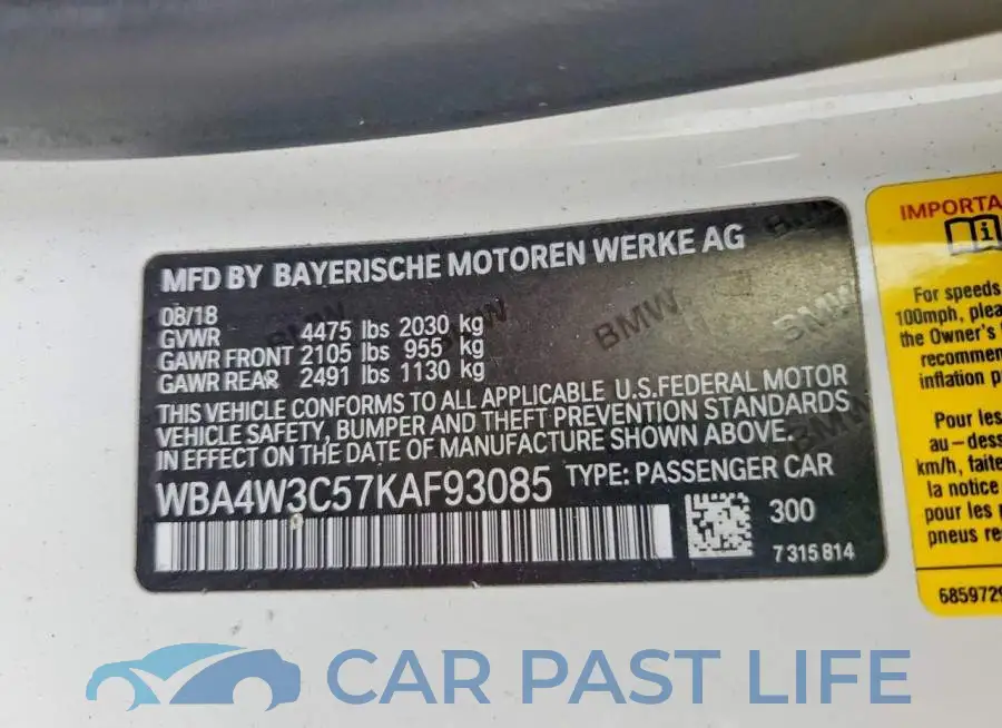 WBA4W3C57KAF93085# 12
