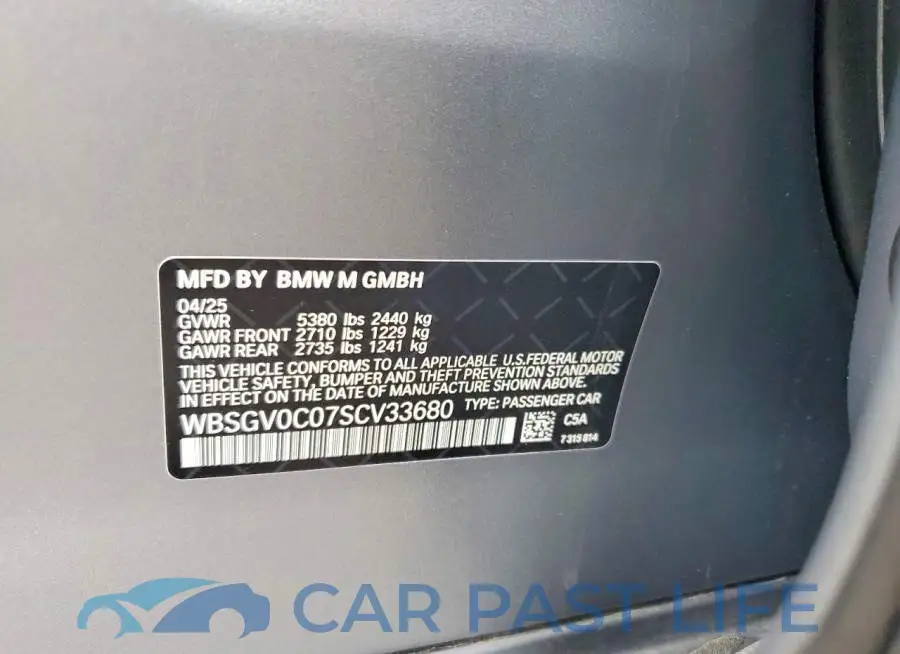 WBSGV0C07SCV33680# 12