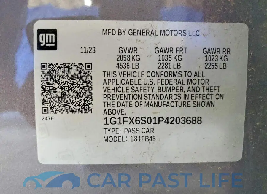 1G1FX6S01P4203688# 12