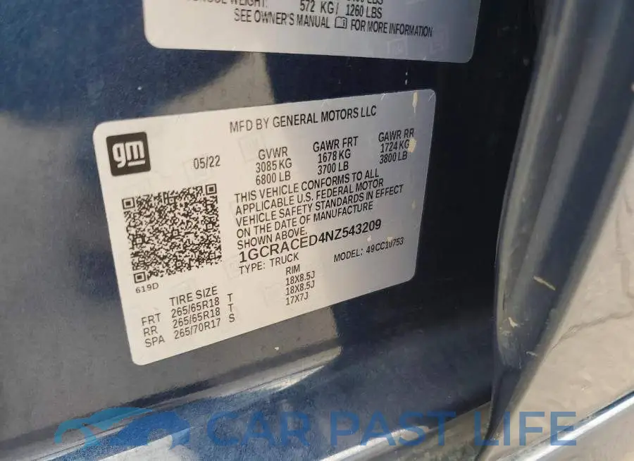 1GCRACED4NZ543209# 12