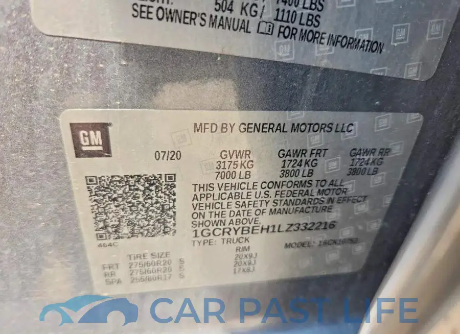 1GCRYBEH1LZ332216# 12
