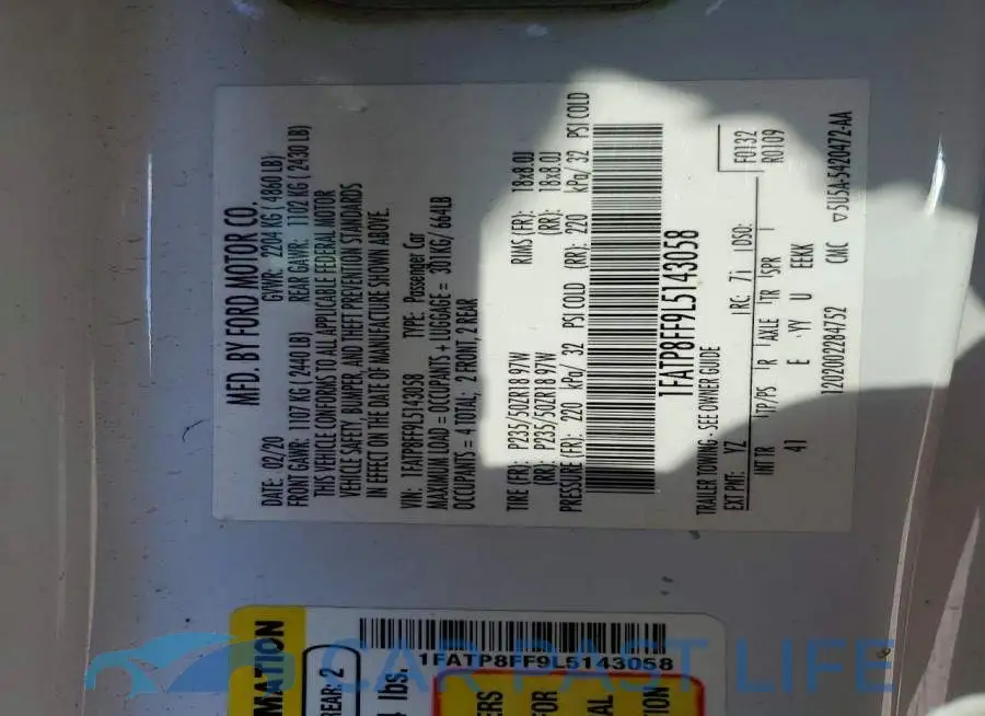 1FATP8FF9L5143058# 12