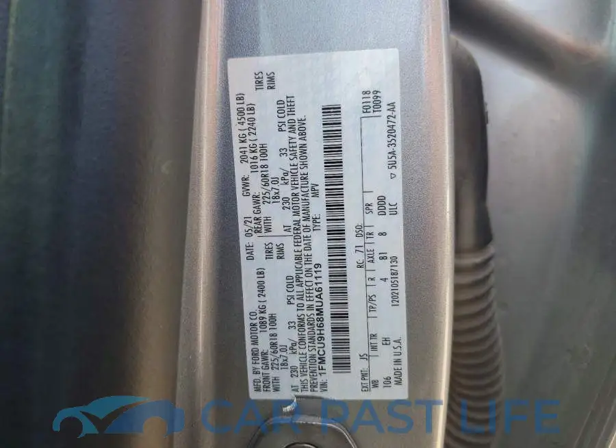 1FMCU9H68MUA61119# 12