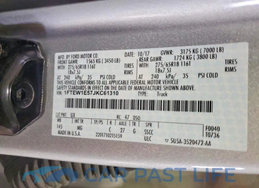 1FTEW1E57JKC61310# 12