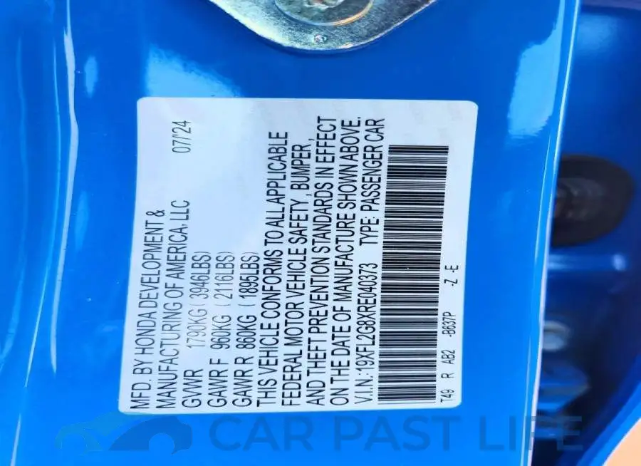 19XFL2G8XRE040373# 12