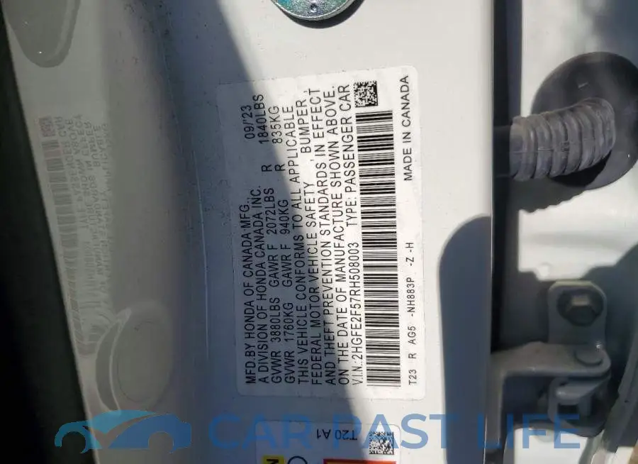 2HGFE2F57RH508003# 12