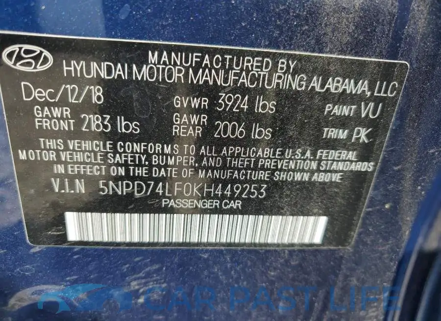 5NPD74LF0KH449253# 12