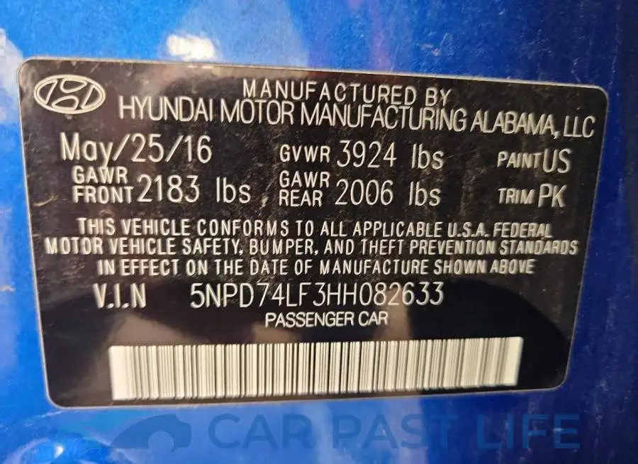 5NPD74LF3HH082633# 12
