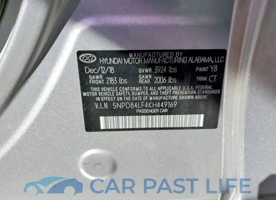5NPD84LF4KH449169# 12