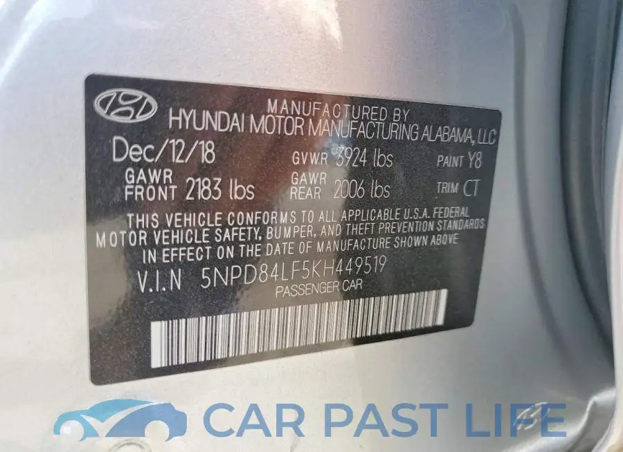 5NPD84LF5KH449519# 12