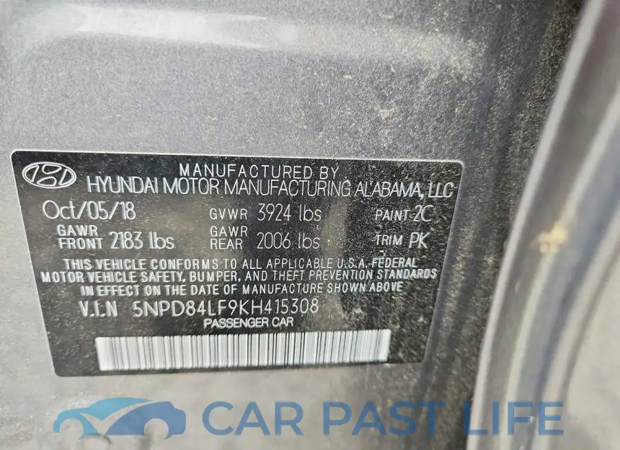 5NPD84LF9KH415308# 12