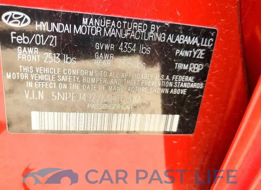 5NPEJ4J22MH117310# 12