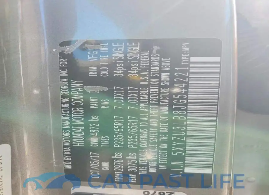 5XYZU3LB8JG544221# 13