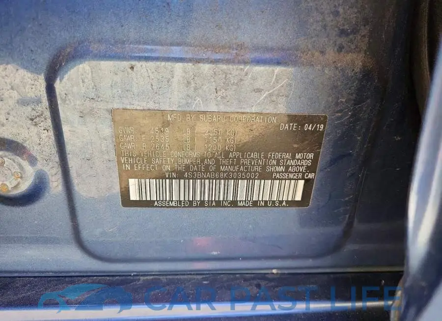 4S3BNAB68K3035002# 12