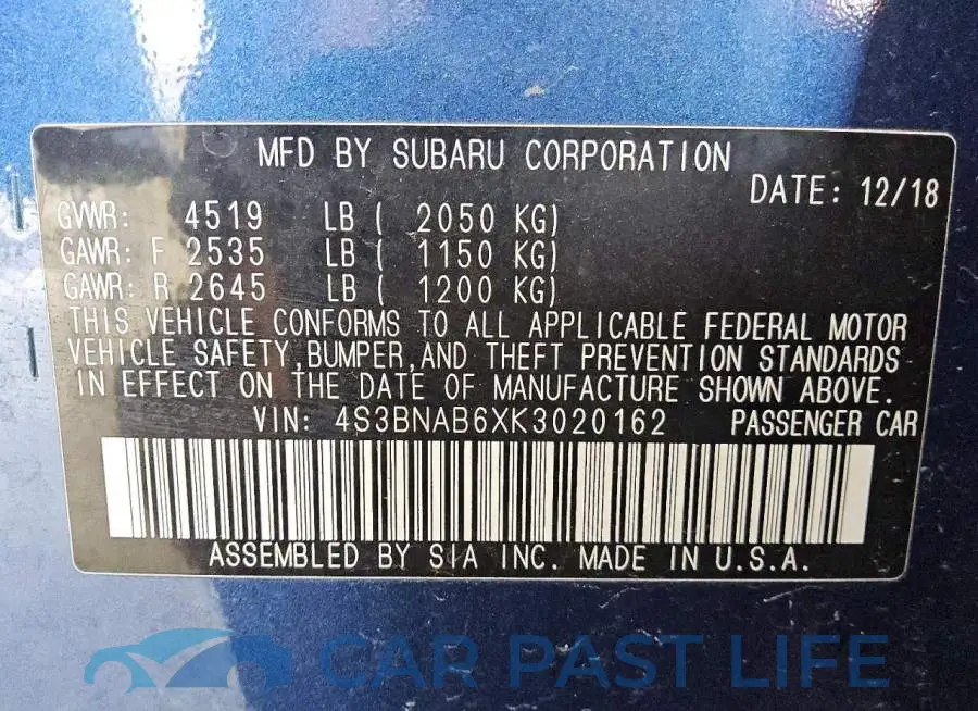 4S3BNAB6XK3020162# 12