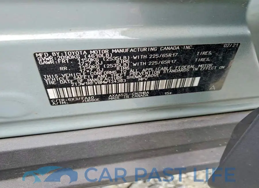 2T3W1RFV8MW134383# 13