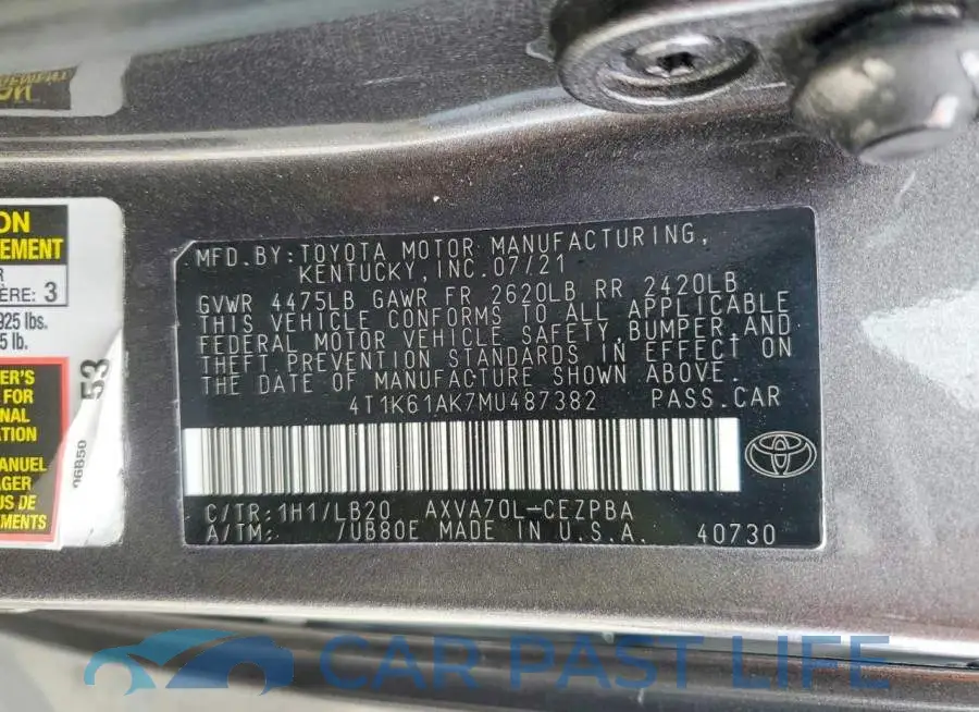 4T1K61AK7MU487382# 12