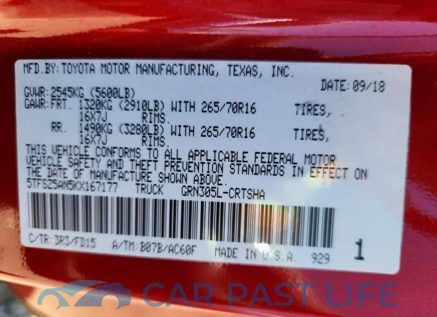 5TFSZ5AN5KX167177# 12