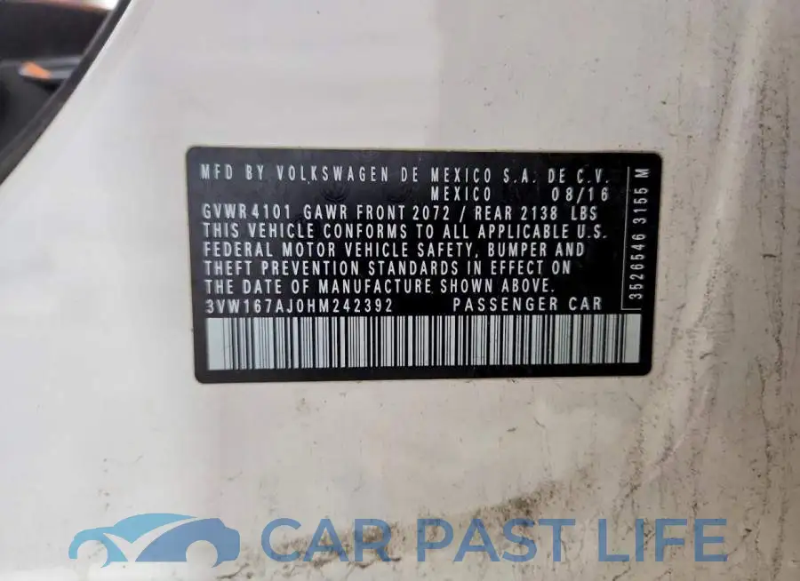 3VW167AJ0HM242392# 12