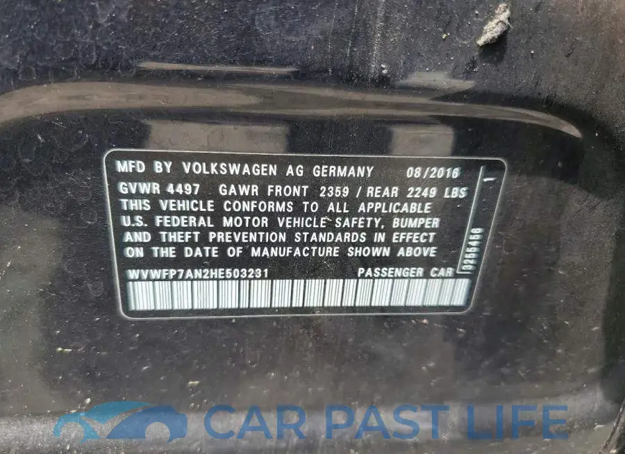 WVWFP7AN2HE503231# 12