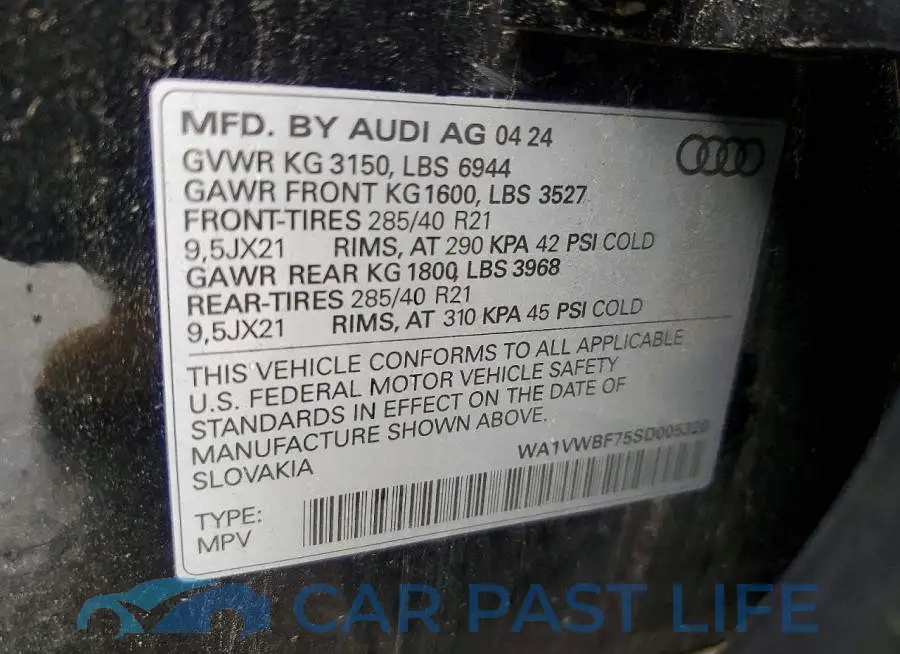 WA1VWBF75SD005320# 13