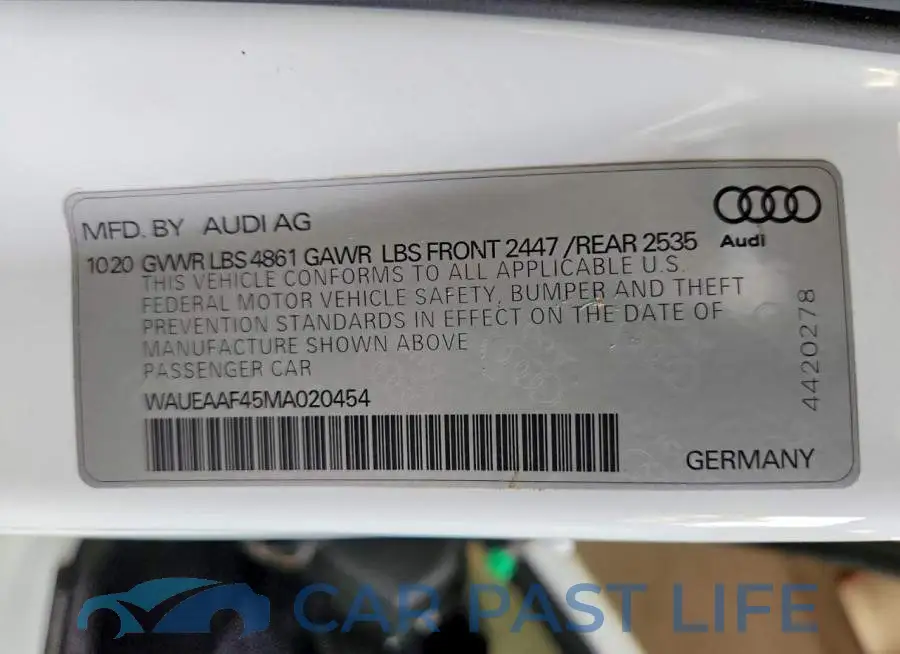 WAUEAAF45MA020454# 13
