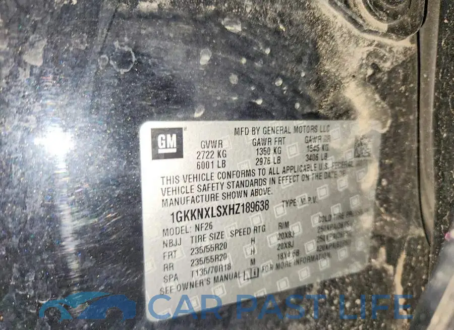 1GKKNXLSXHZ189638# 13