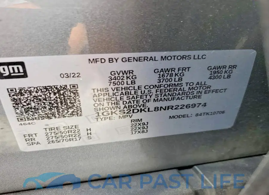 1GKS2DKL8NR226974# 13