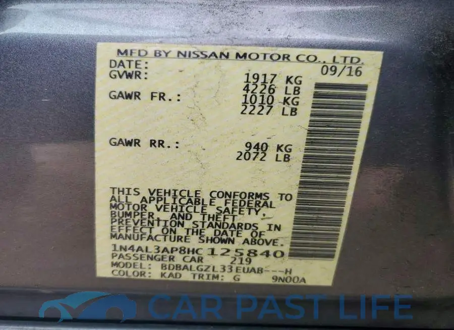 1N4AL3AP8HC125840# 12