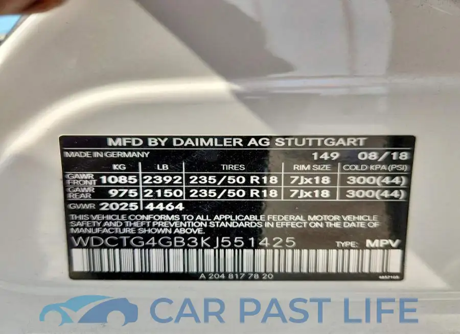 WDCTG4GB3KJ551425# 13