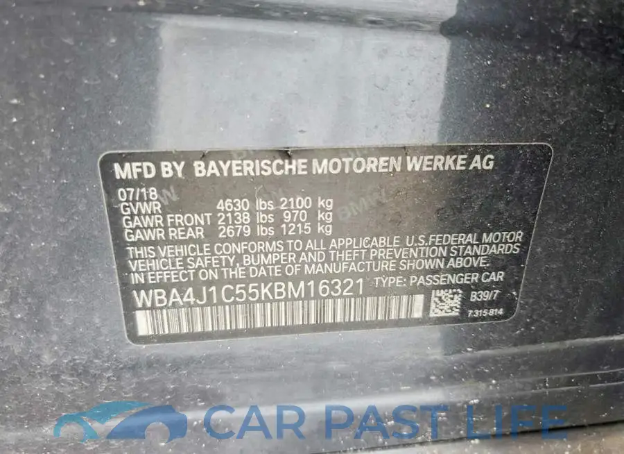 WBA4J1C55KBM16321# 12