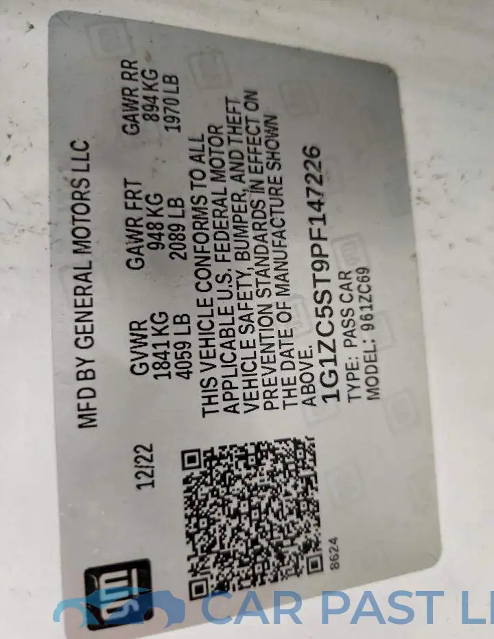 1G1ZC5ST9PF147226# 12