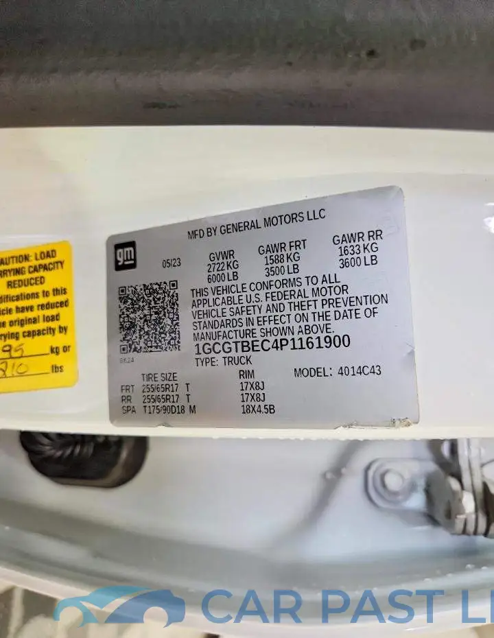 1GCGTBEC4P1161900# 13