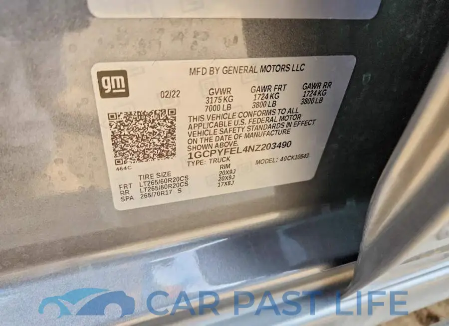 1GCPYFEL4NZ203490# 12