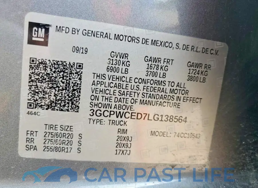 3GCPWCED7LG138564# 12
