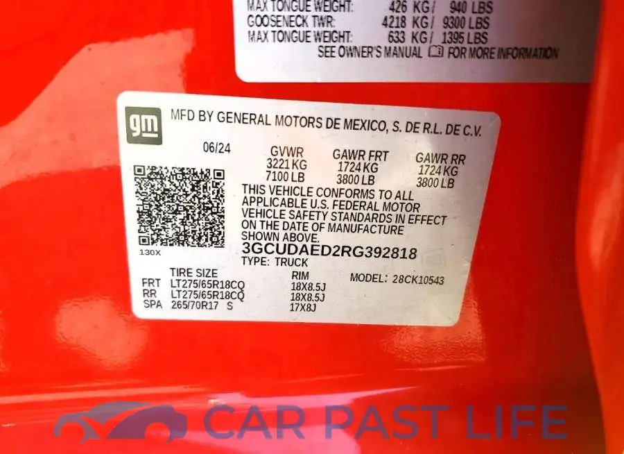 3GCUDAED2RG392818# 12