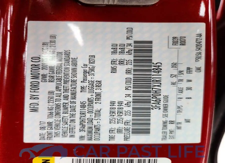 3FA6P0H7XJR114845# 12